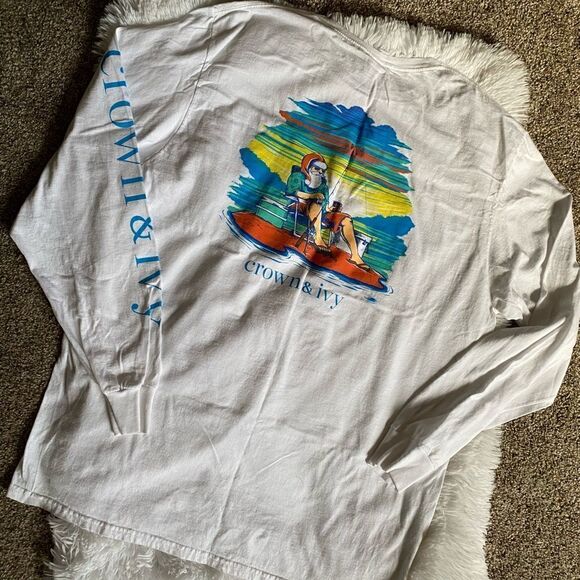 Crown & Ivy Long Sleeve Fishing Christmas Shirt Size Large - Picture 1 of 8